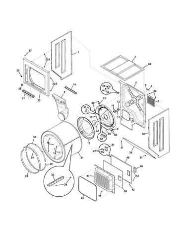 Upper cabinet/drum/heater