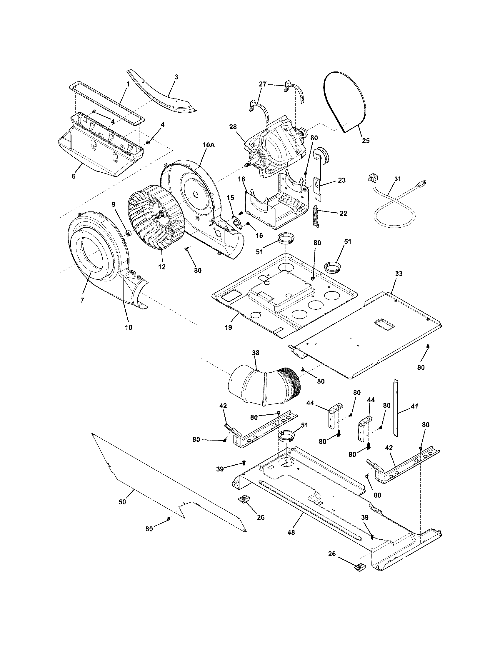 Motor/blower/belt