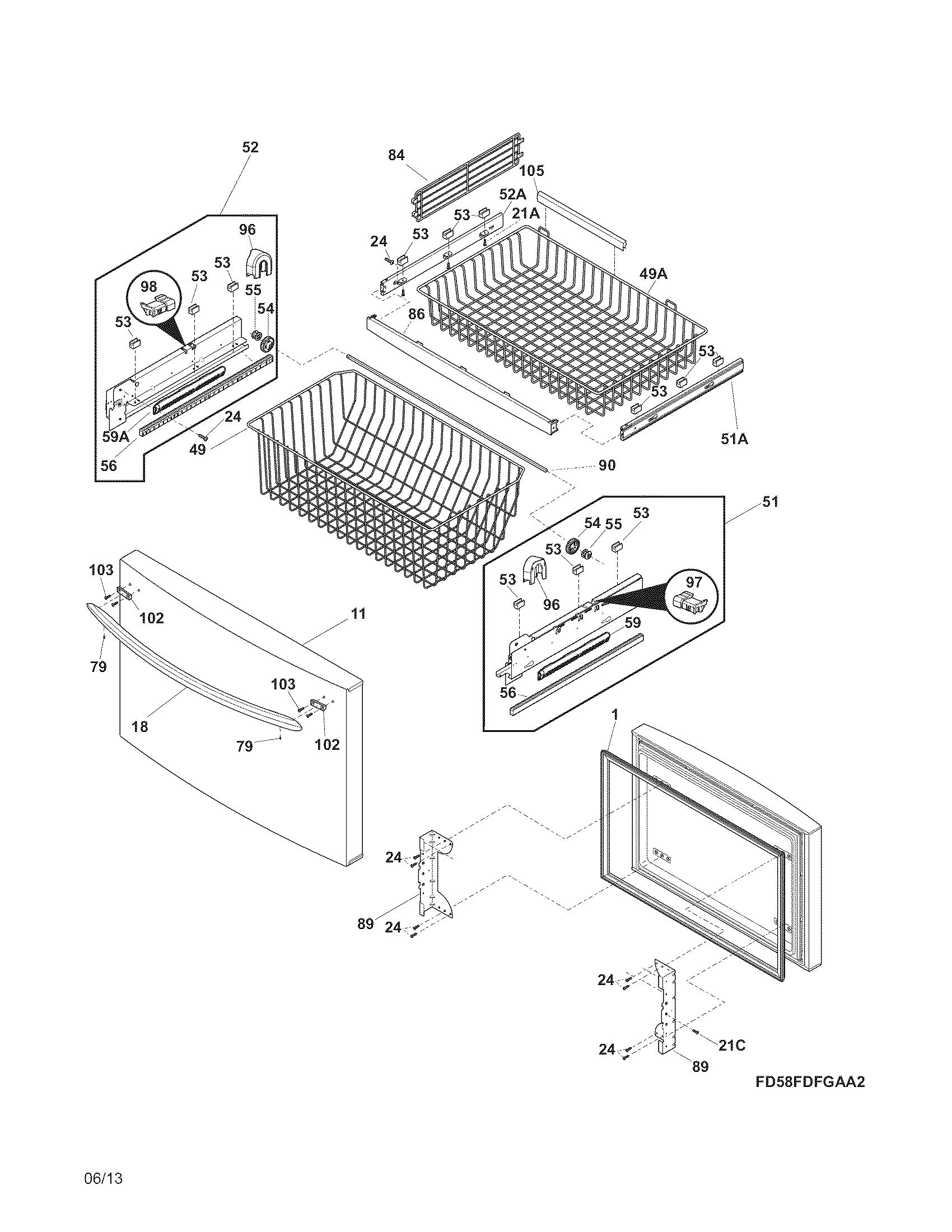 FREEZER DRAWER, BASKETS