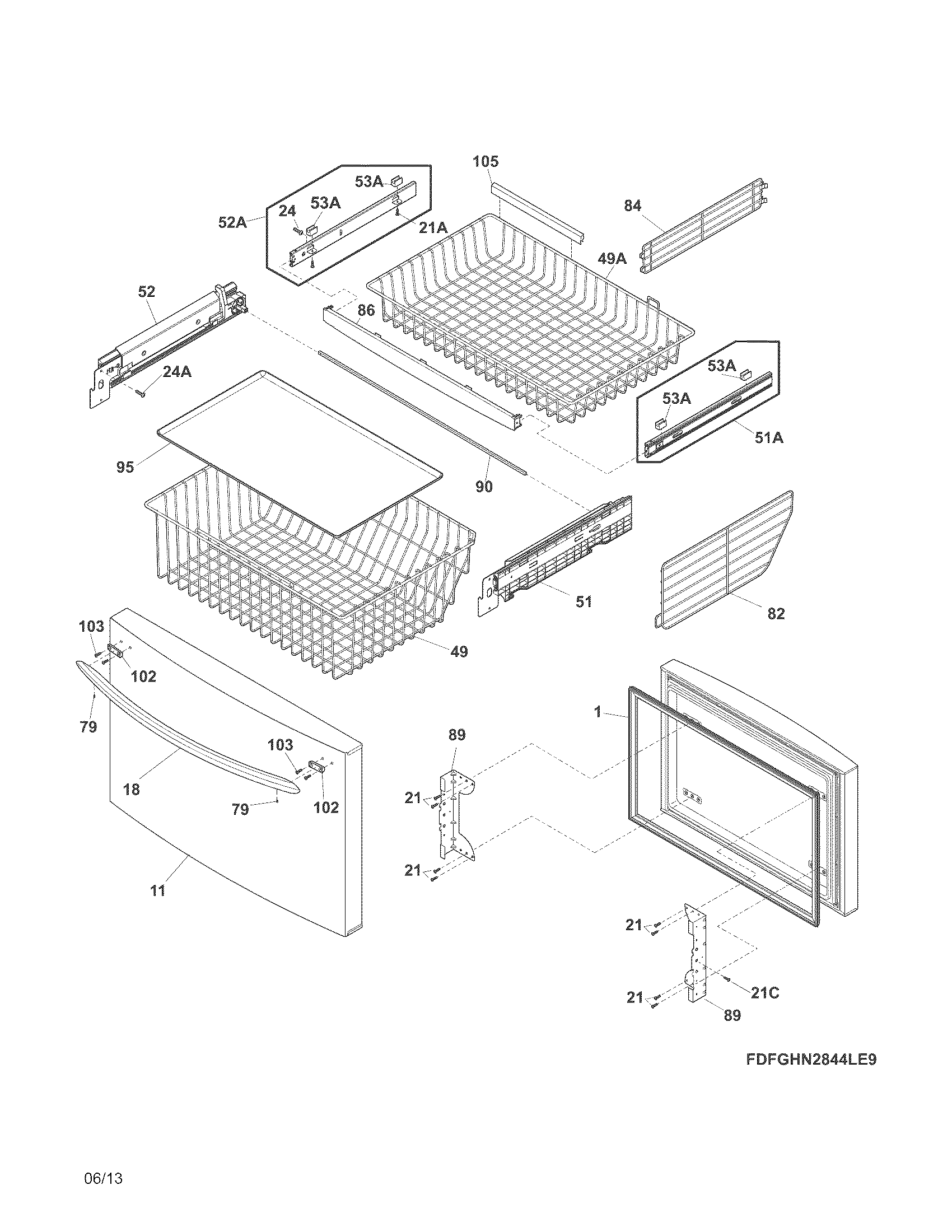 Freezer drawer, baskets