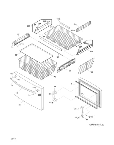 Freezer drawer, baskets