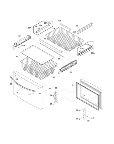 Freezer drawer, baskets