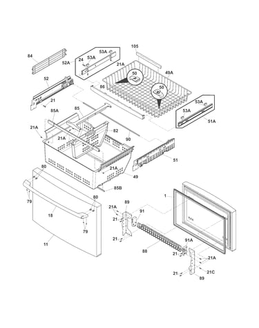 Freezer drawer, baskets