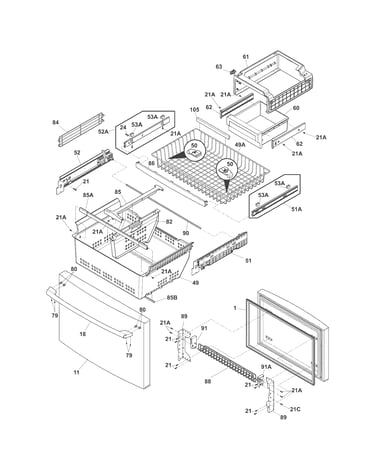 Freezer drawer, baskets