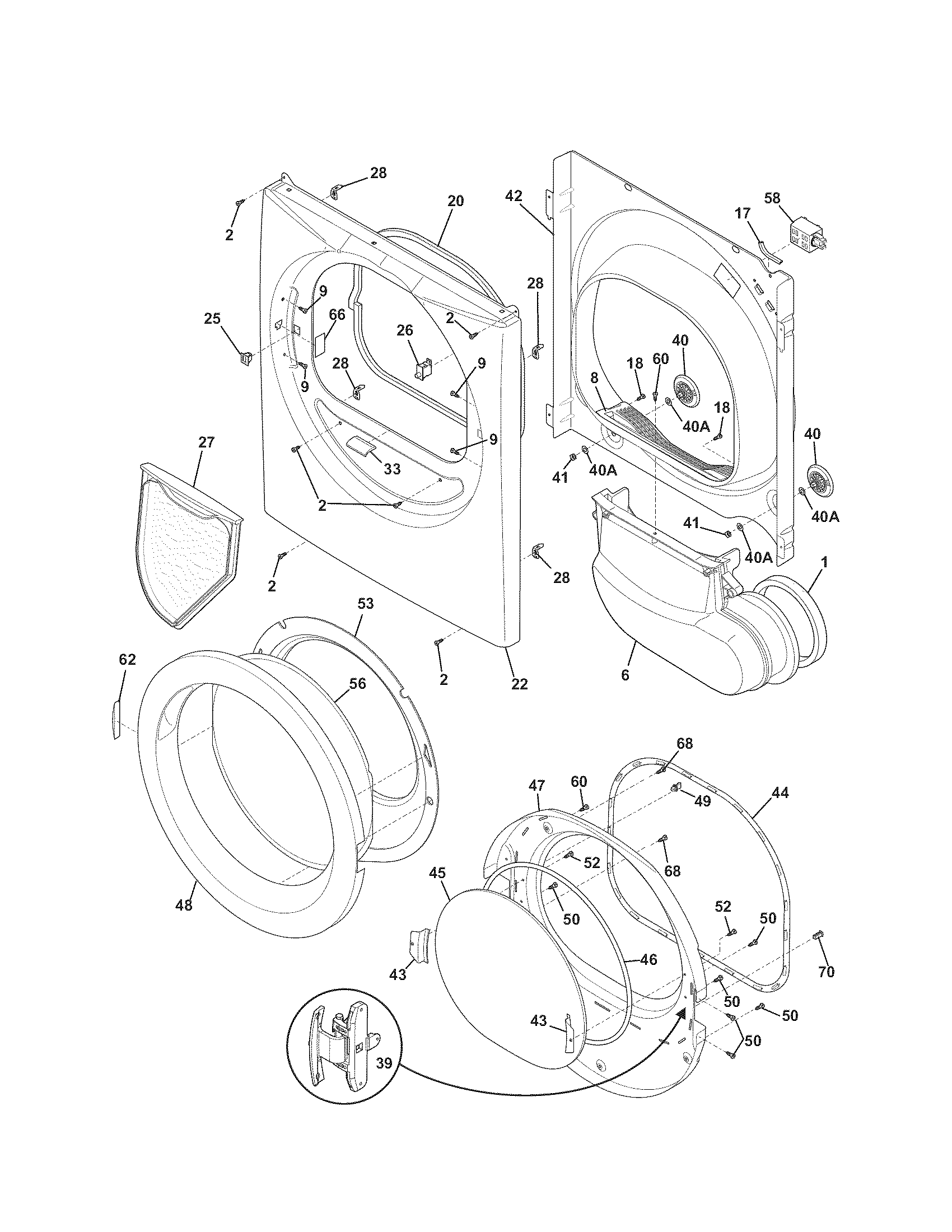 Front panel/lint filter