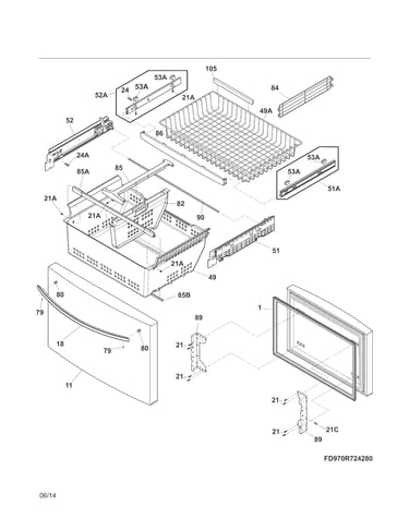 Freezer drawer, baskets