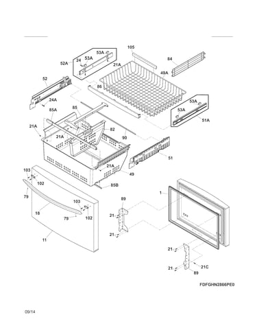 Freezer drawer, baskets