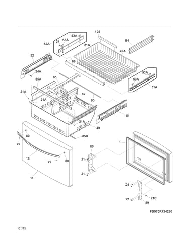 Freezer drawer, baskets
