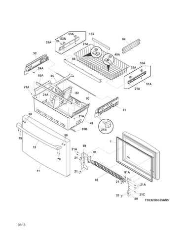 Freezer drawer, baskets