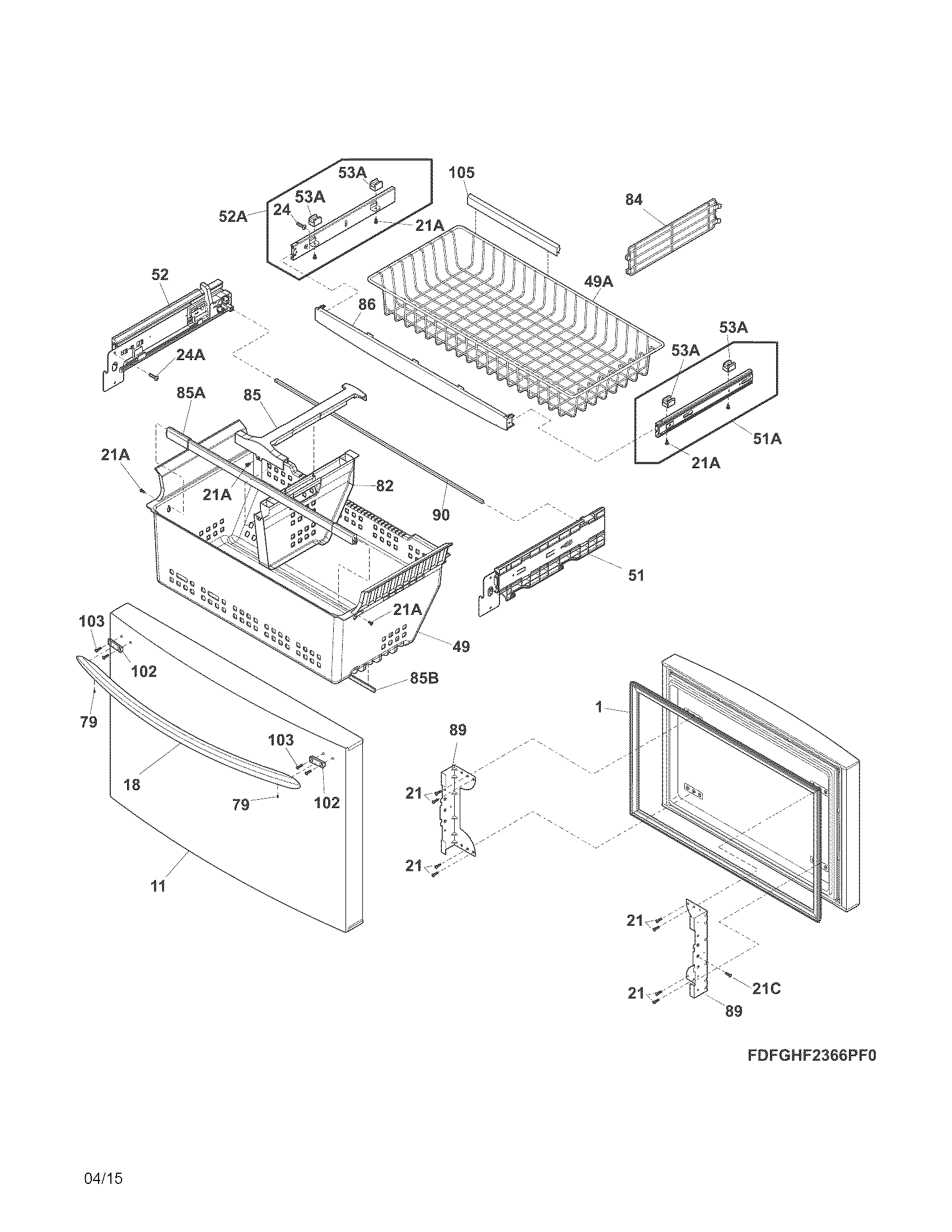 Freezer drawer, baskets