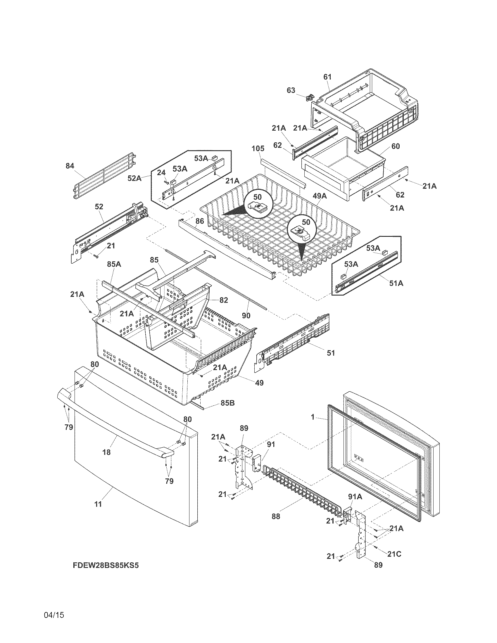 FREEZER DRAWER, BASKETS
