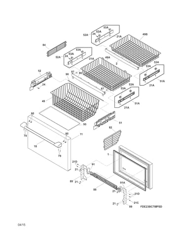 Freezer drawer, baskets