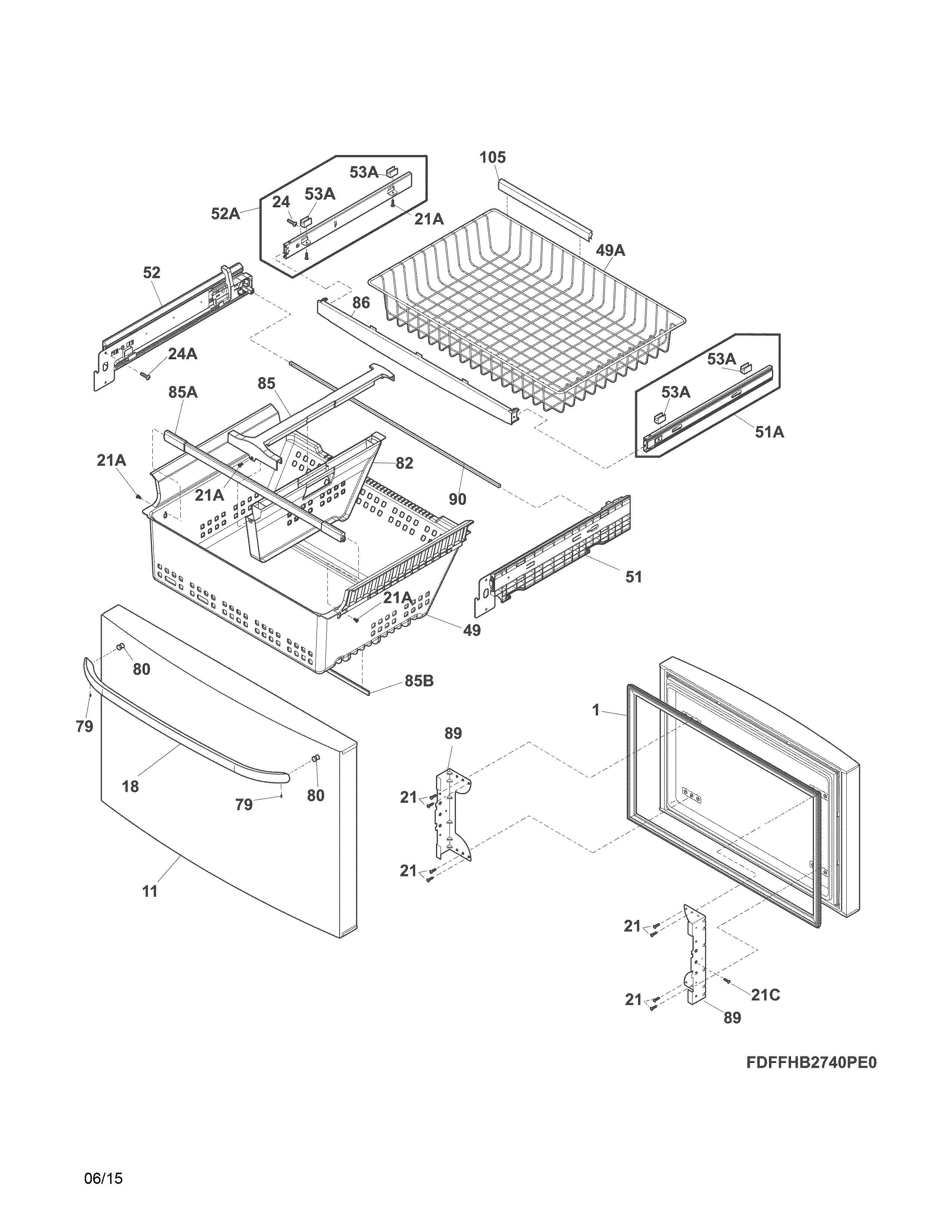 FREEZER DRAWER, BASKETS