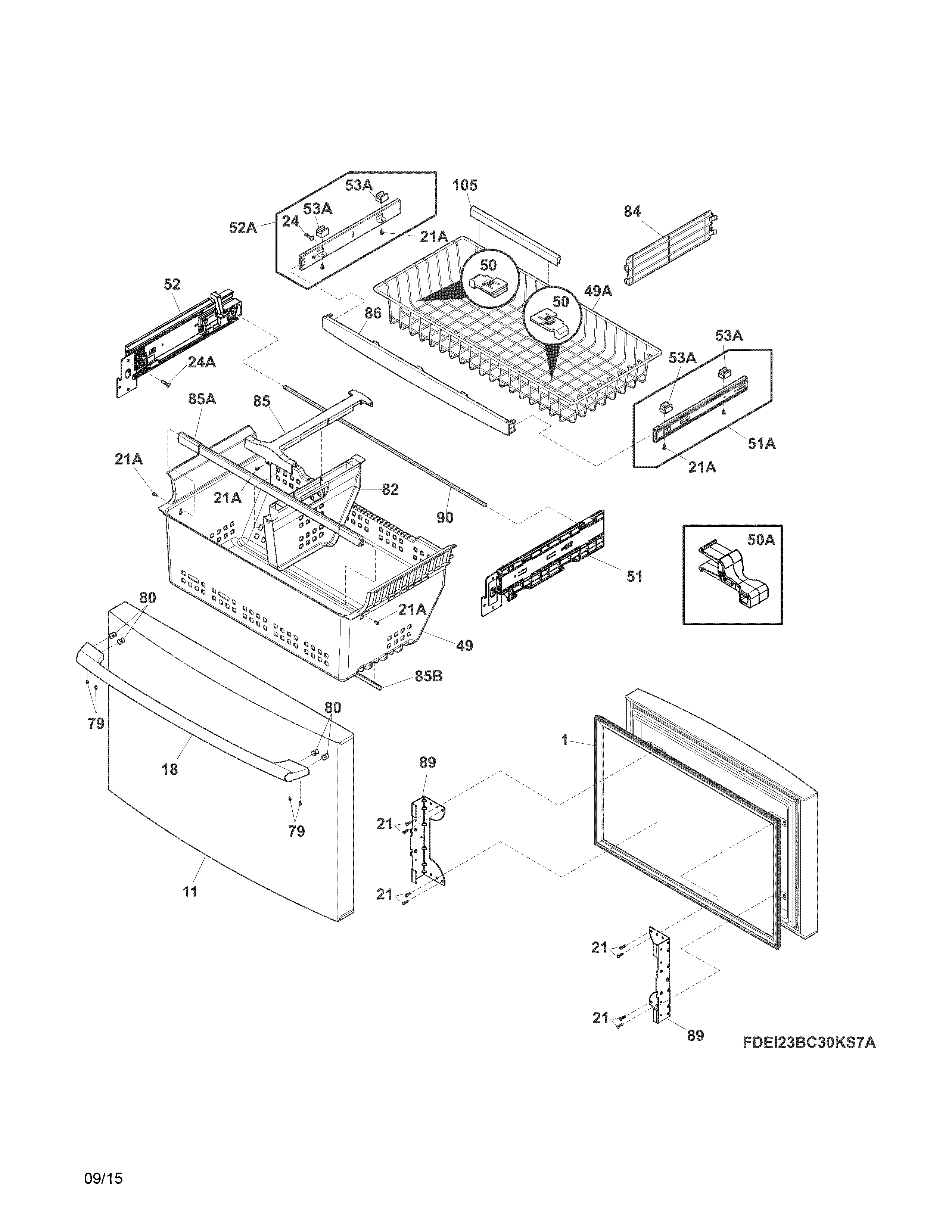 Freezer drawer, baskets