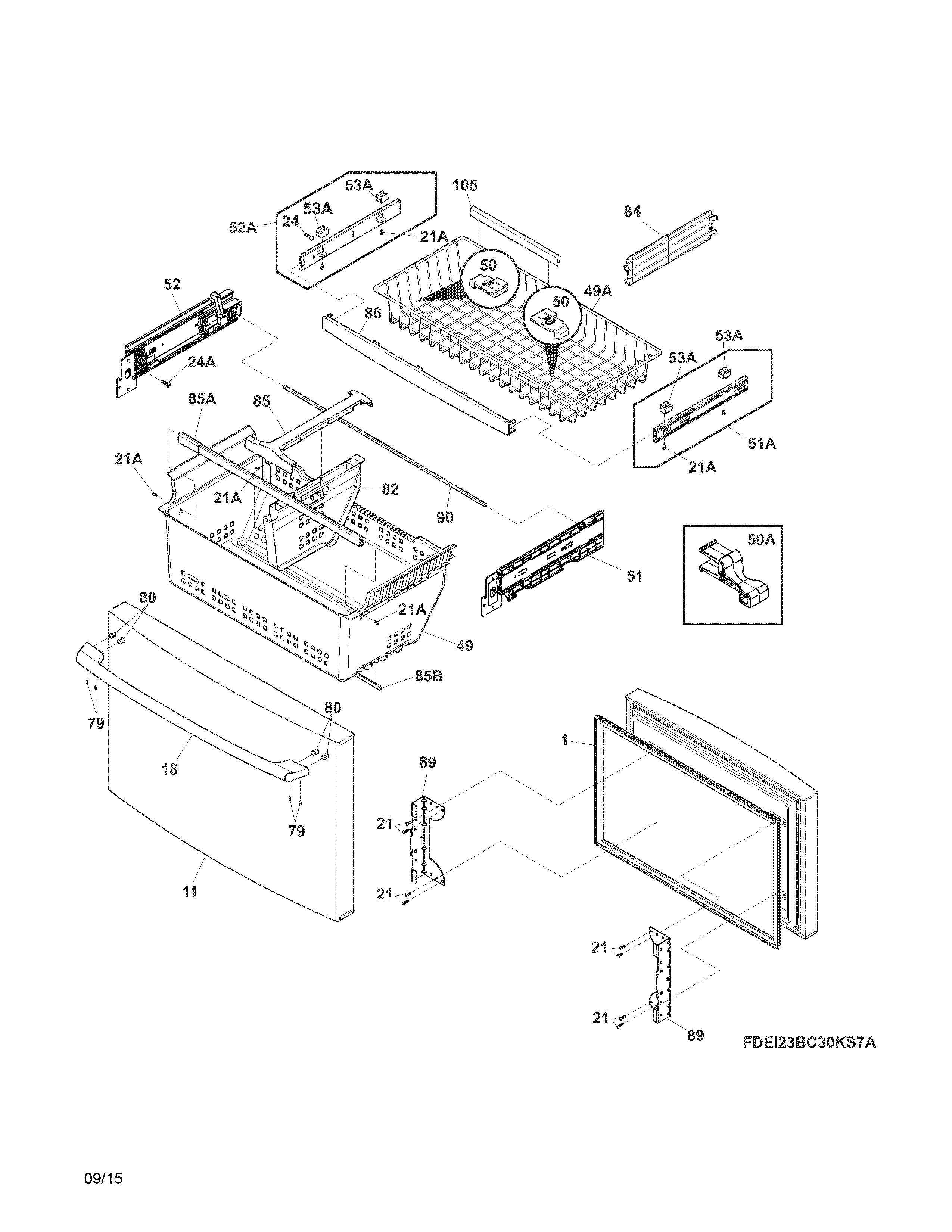 Freezer drawer, baskets