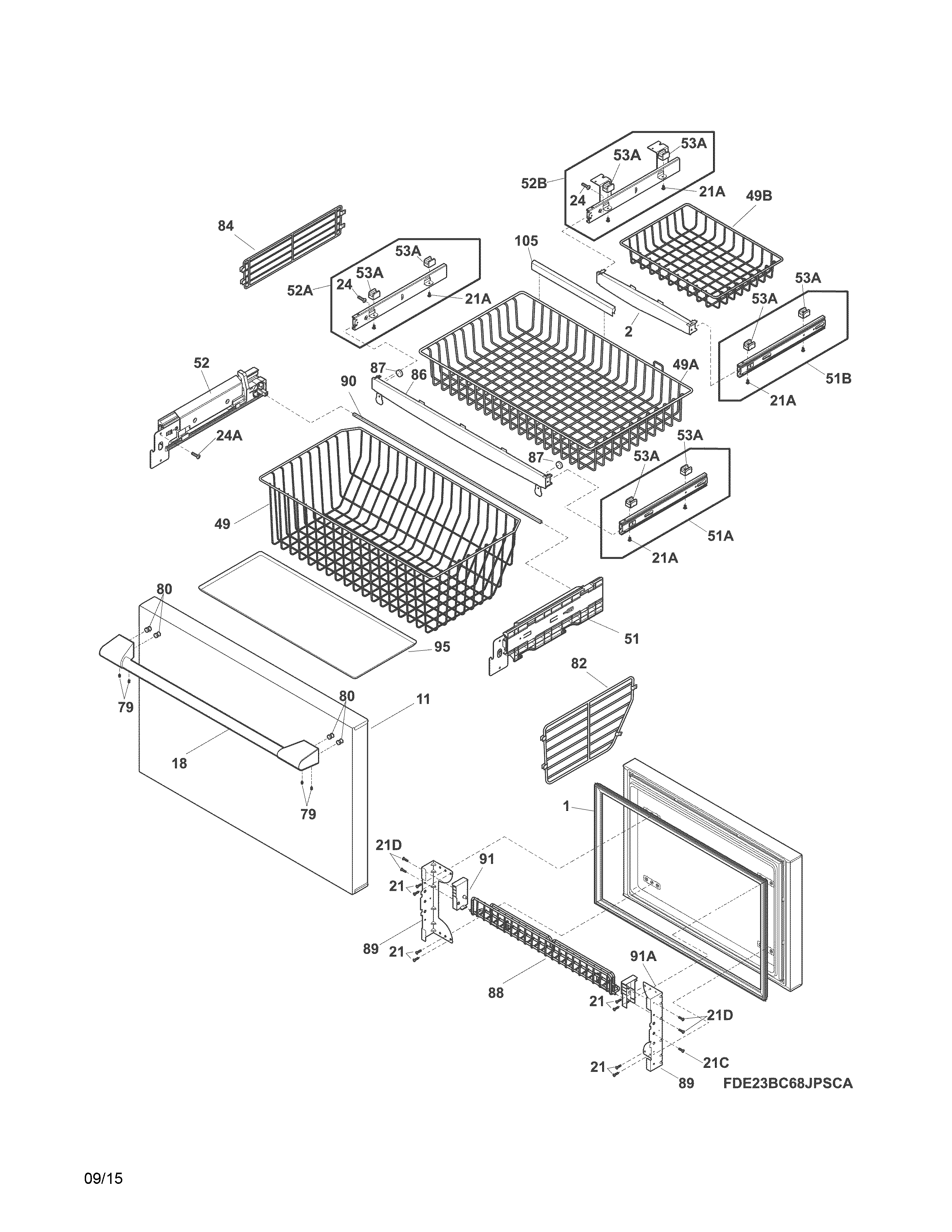 FREEZER DRAWER, BASKETS