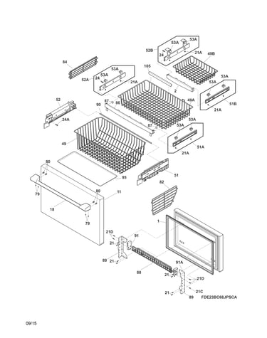 Freezer drawer, baskets