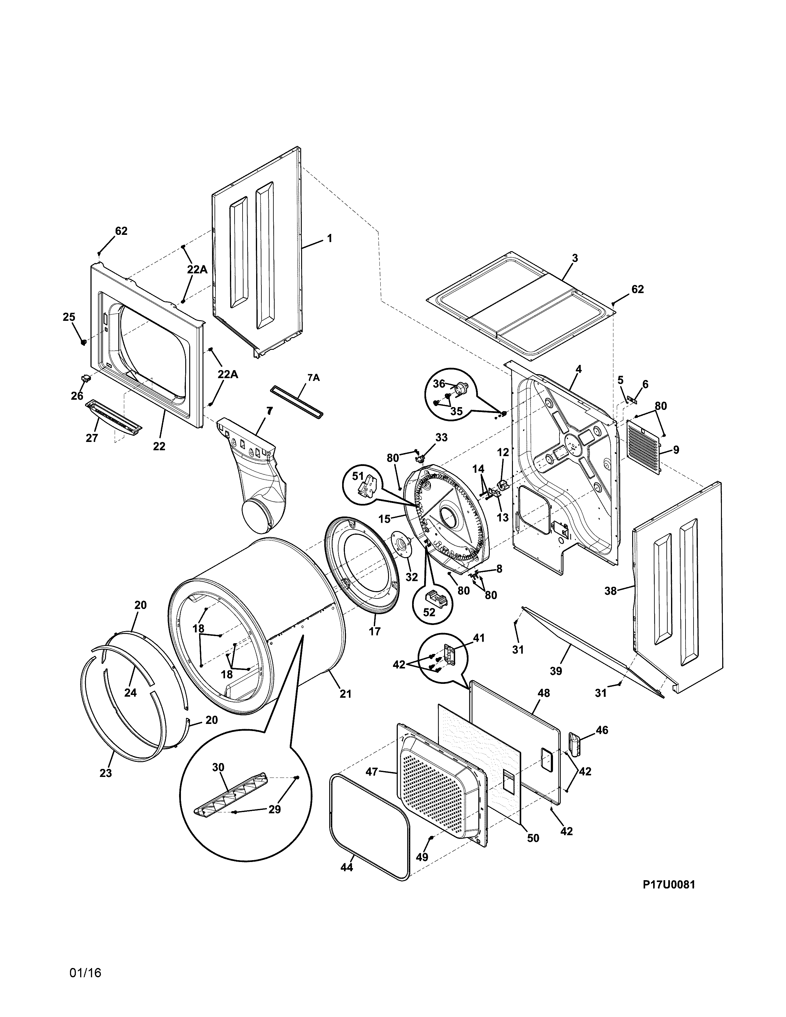 Upper cabinet/drum heater