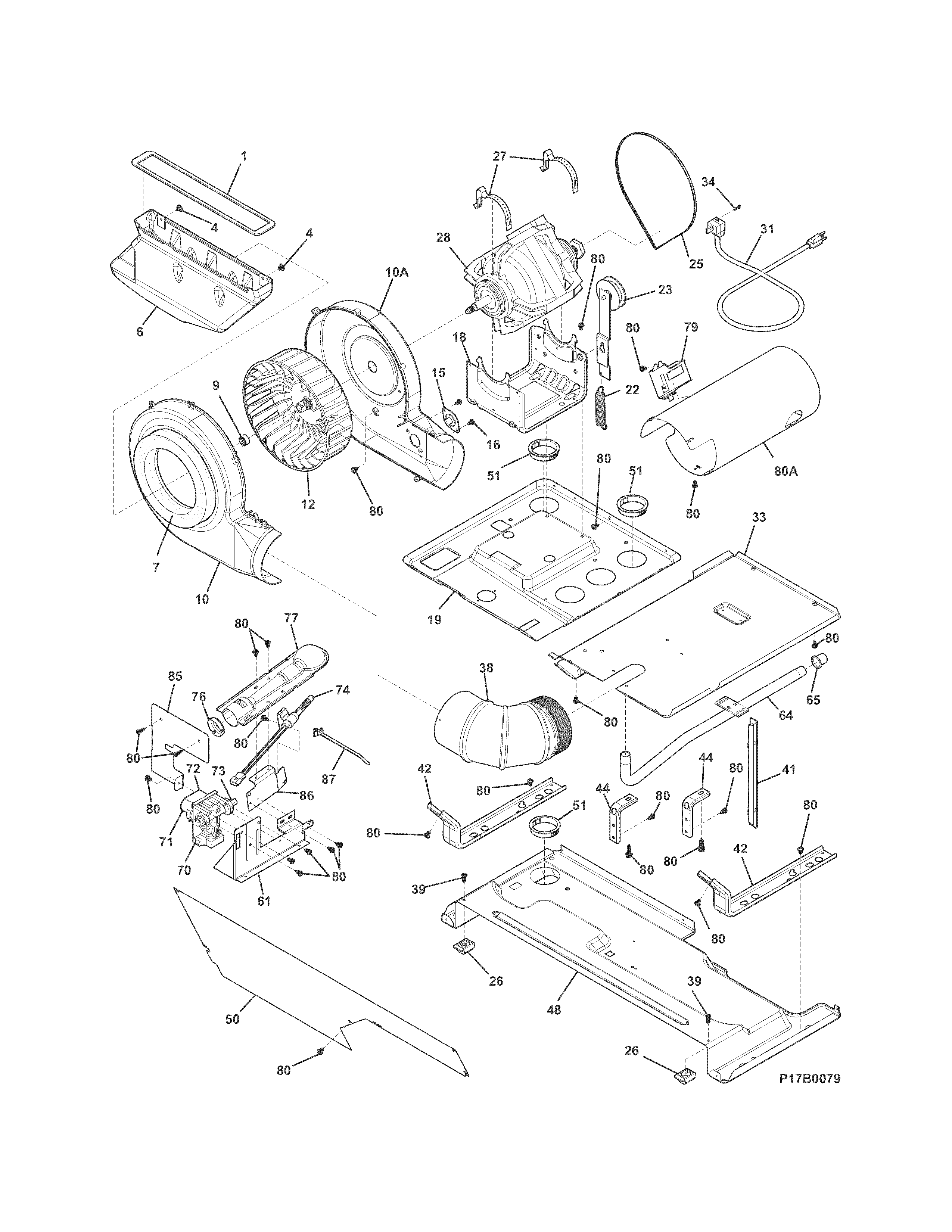 Motor/blower/belt