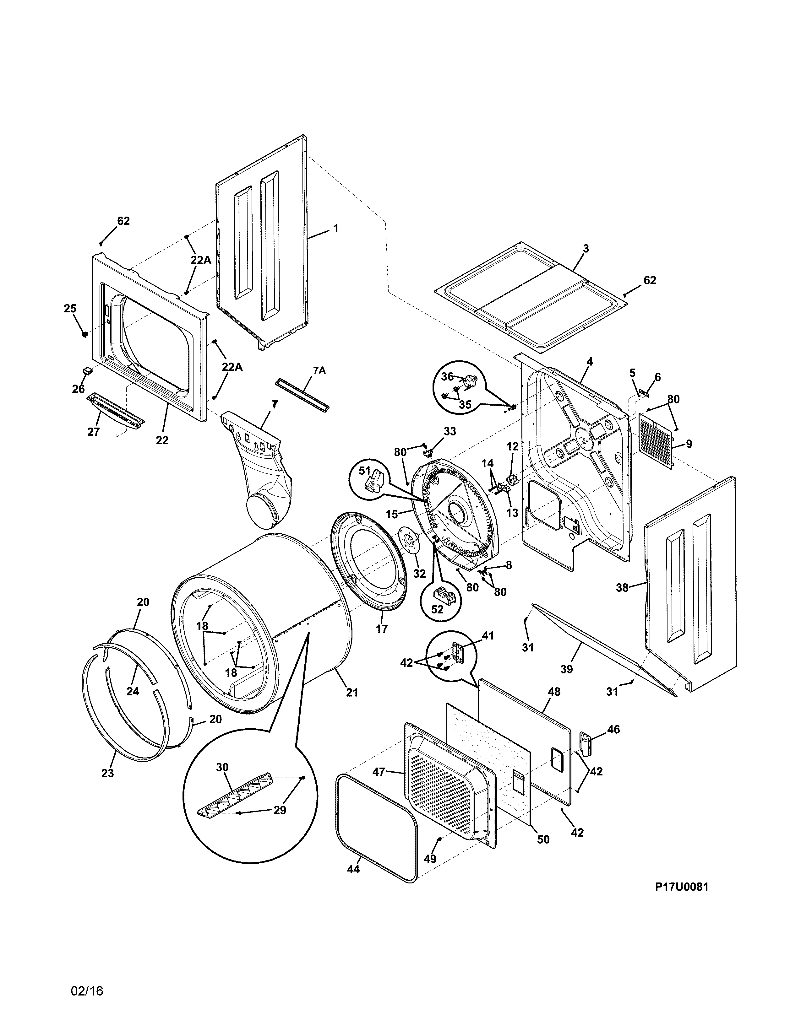 Upper cabinet/drum heater