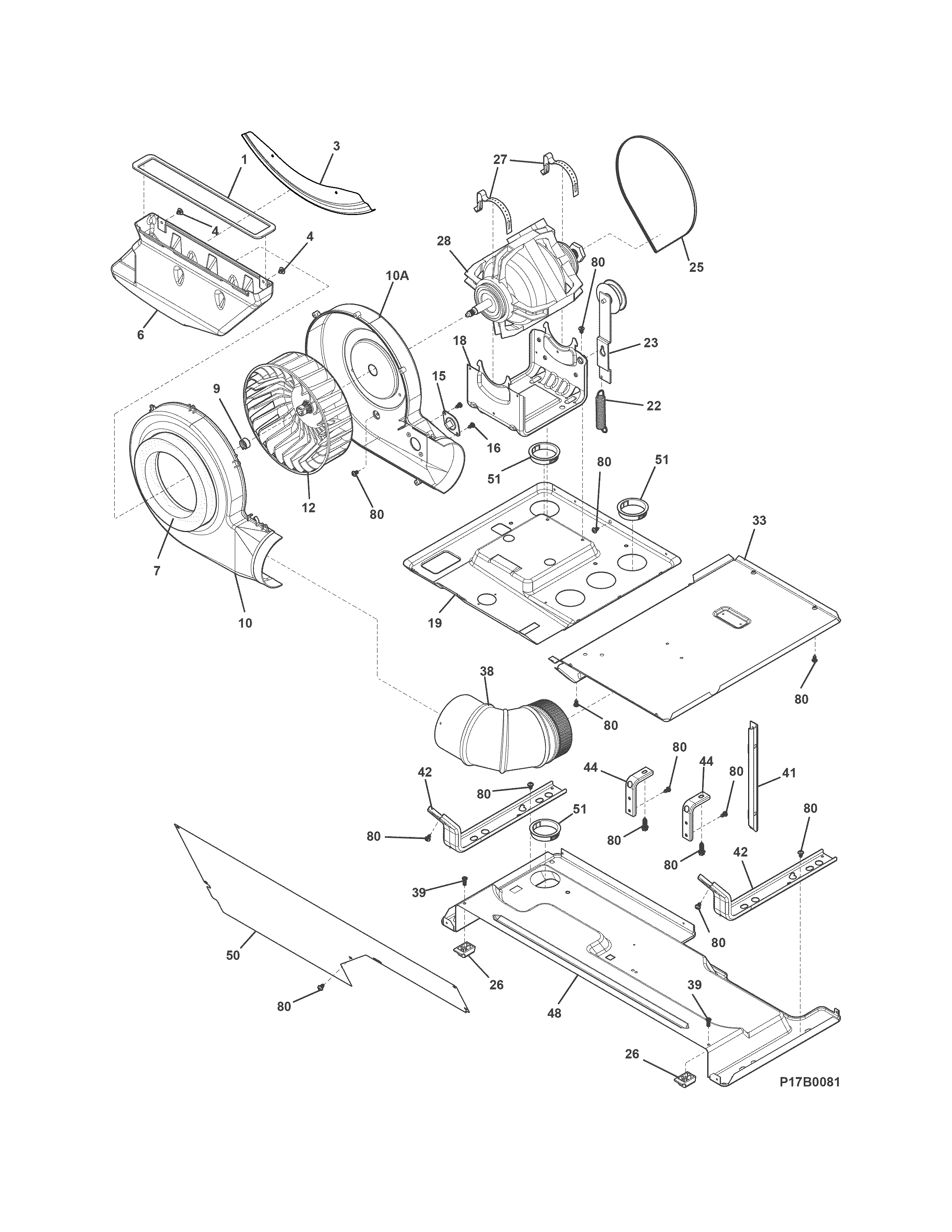 Motor/blower/belt