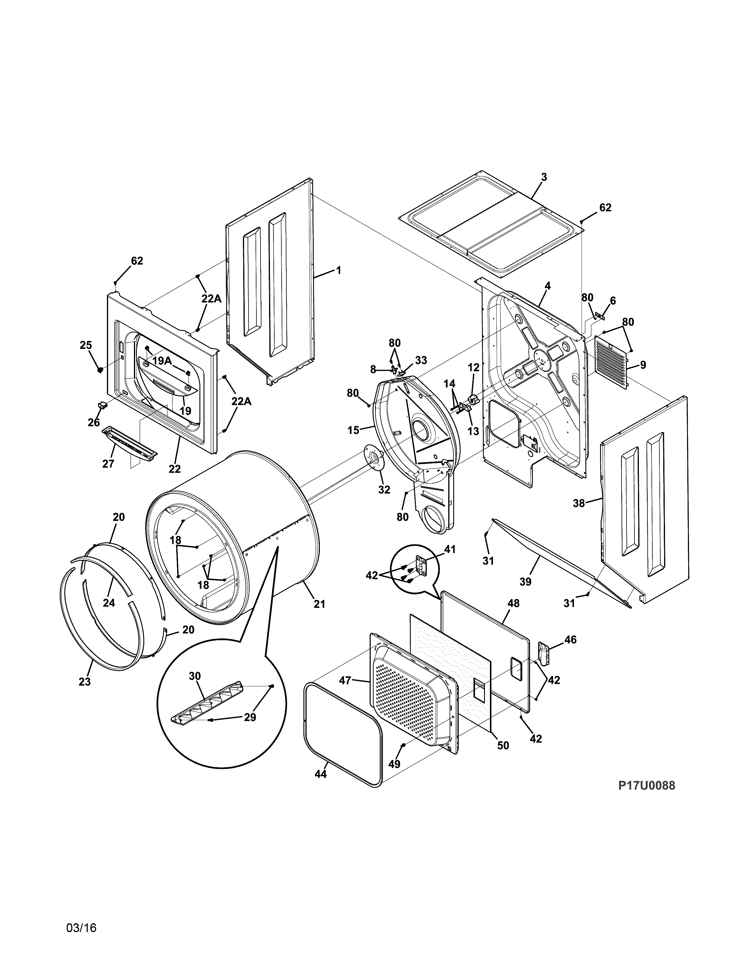 Upper cabinet/drum heater