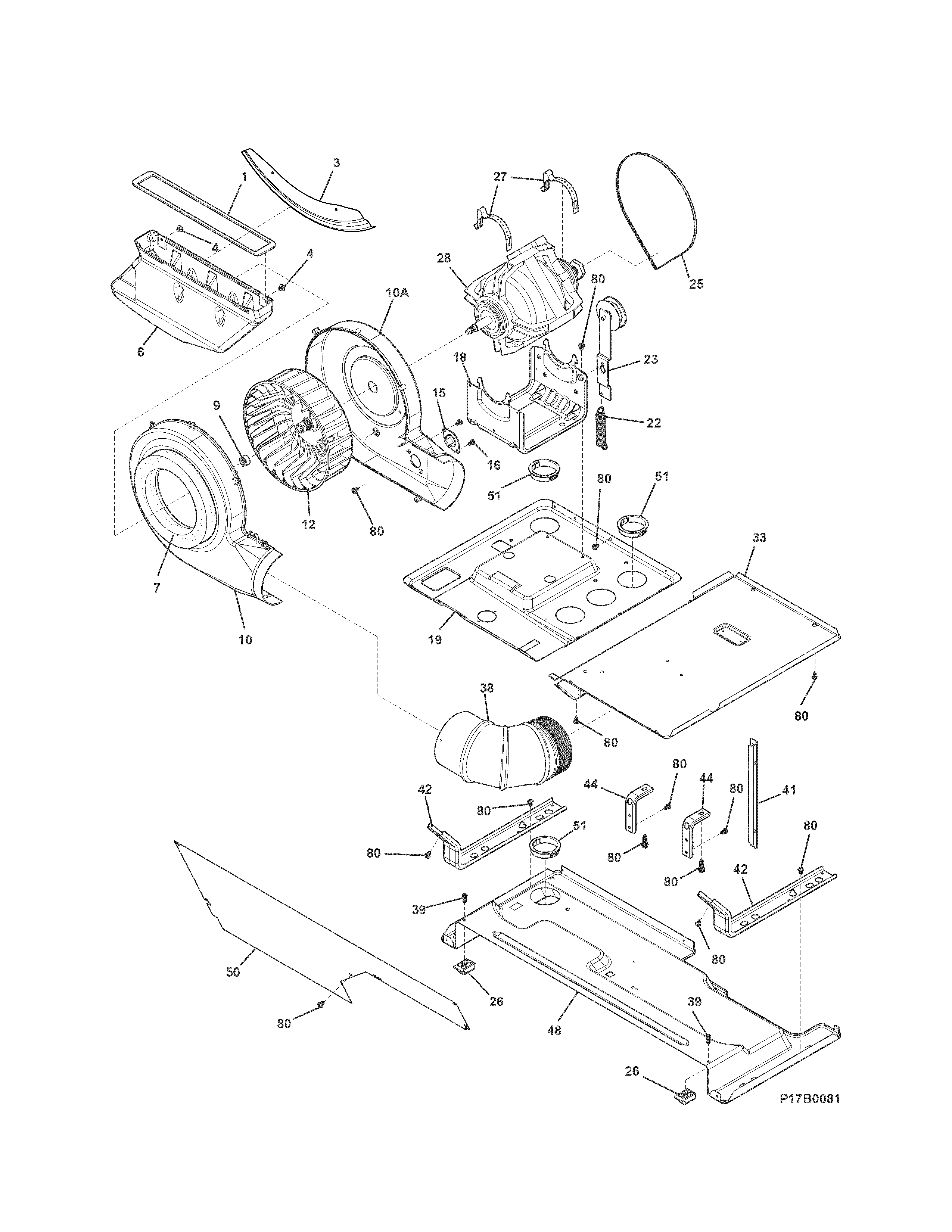 Motor/blower/belt