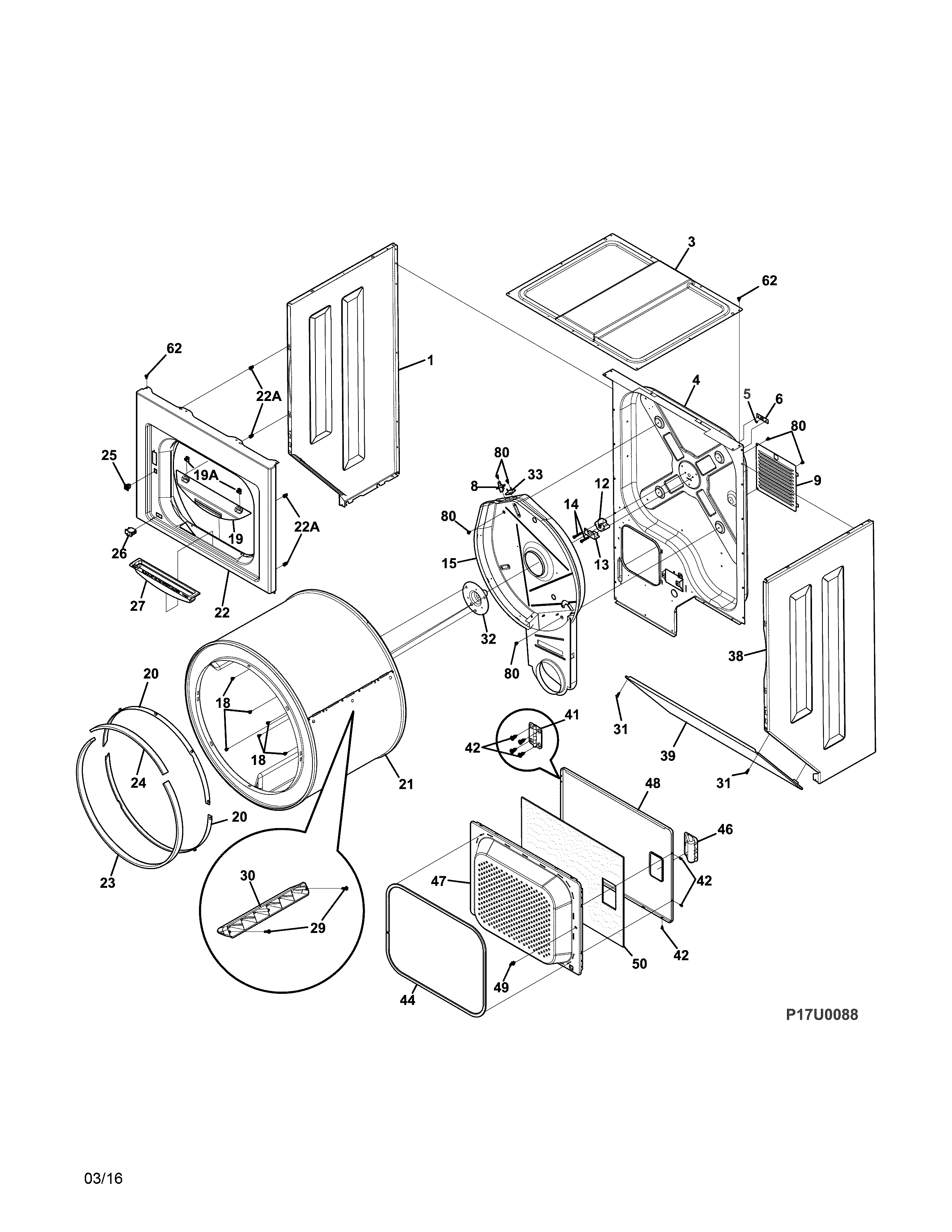 Upper cabinet/drum heater