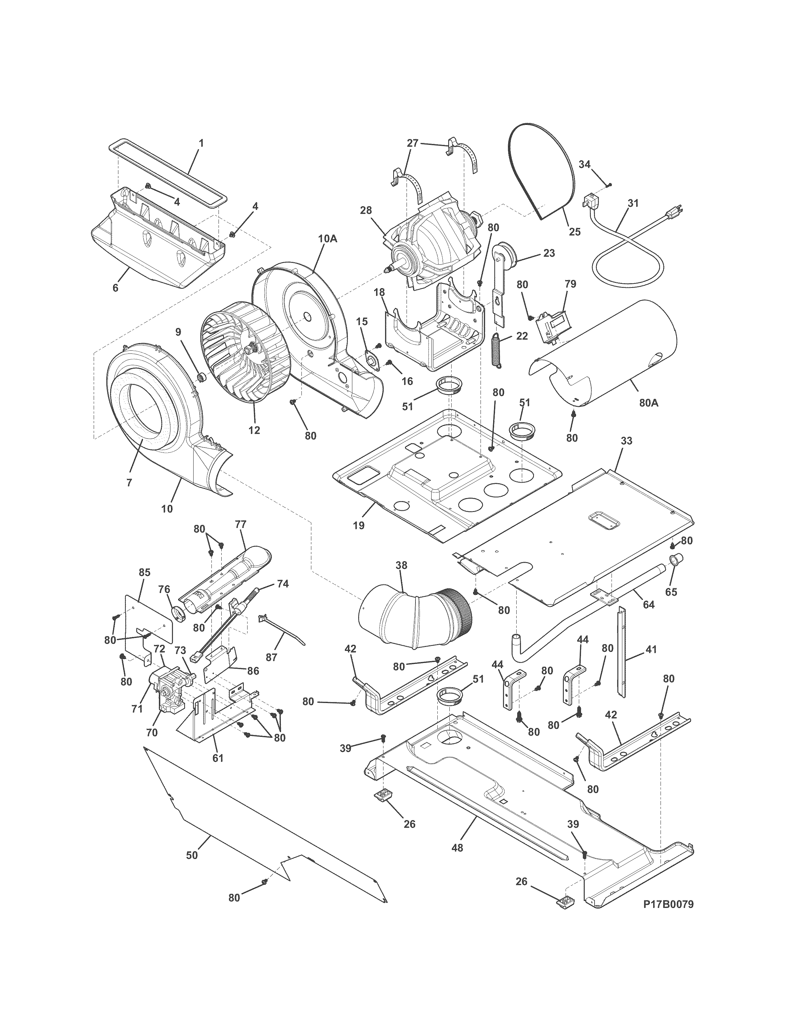 Motor/blower/belt