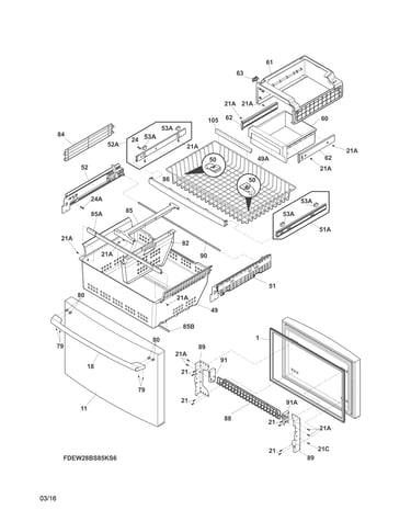 Freezer drawer, baskets