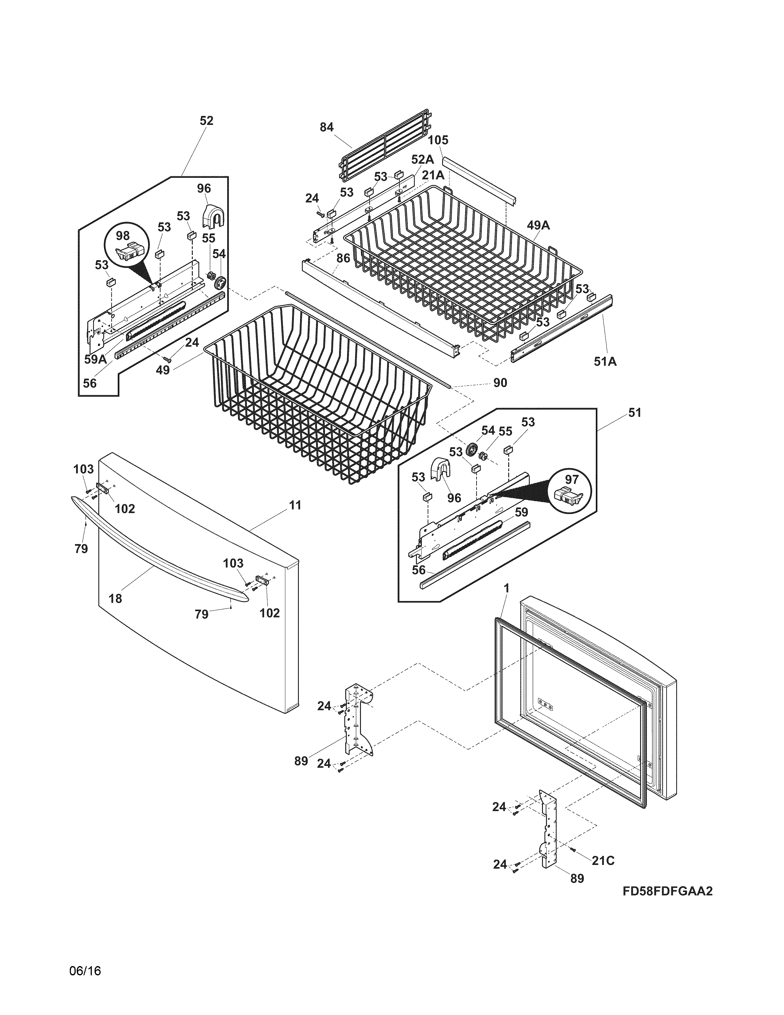 FREEZER DRAWER, BASKETS