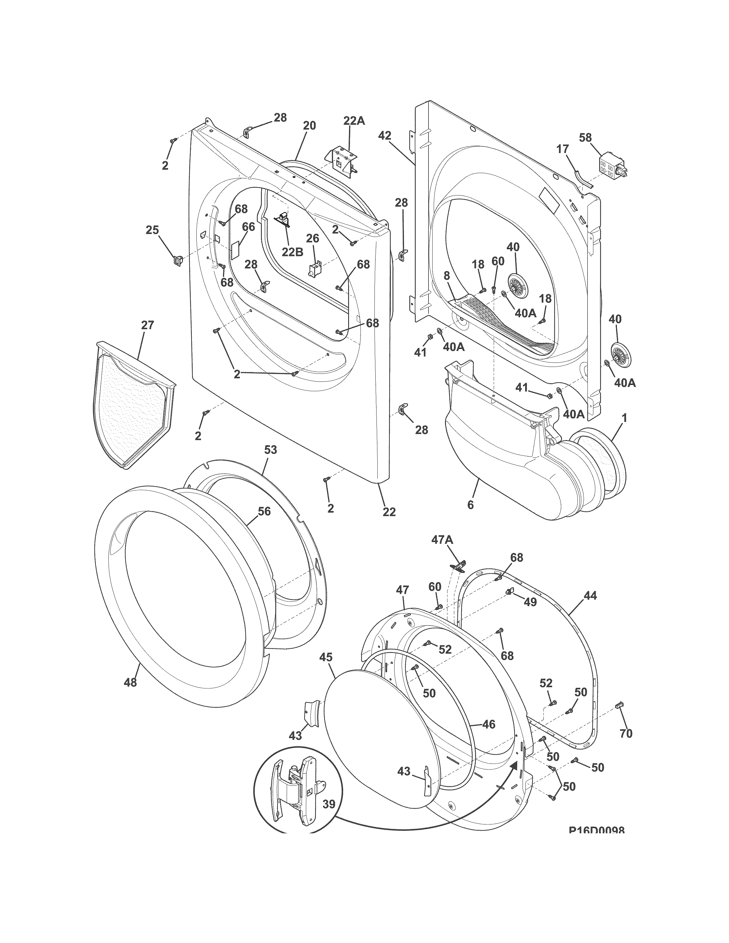 Front panel/lint filter