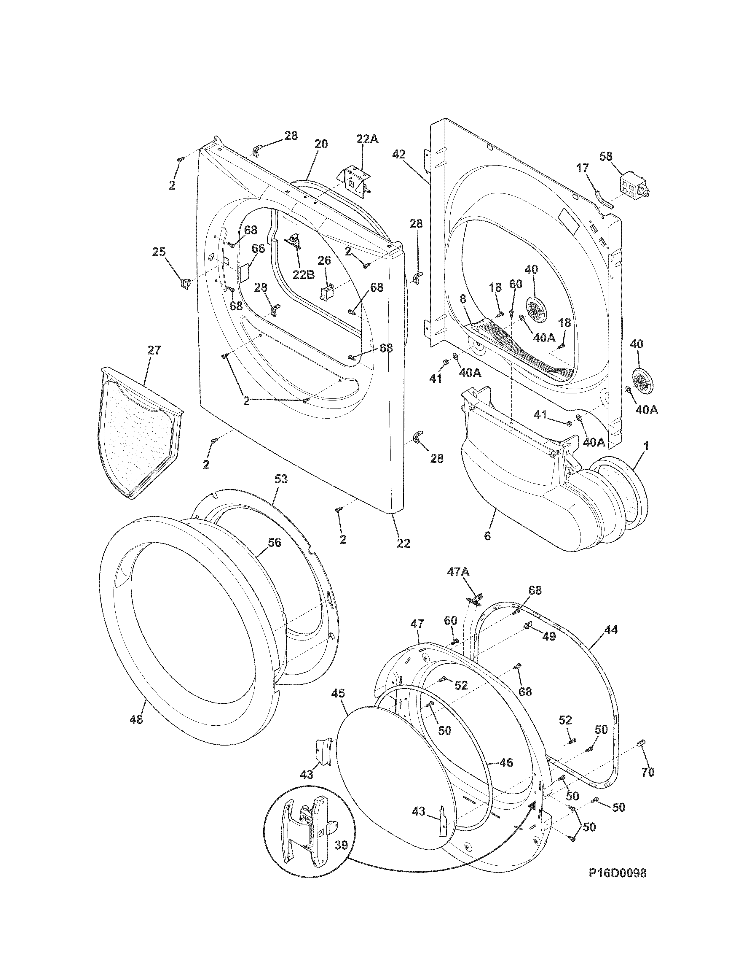 Front panel/lint filter