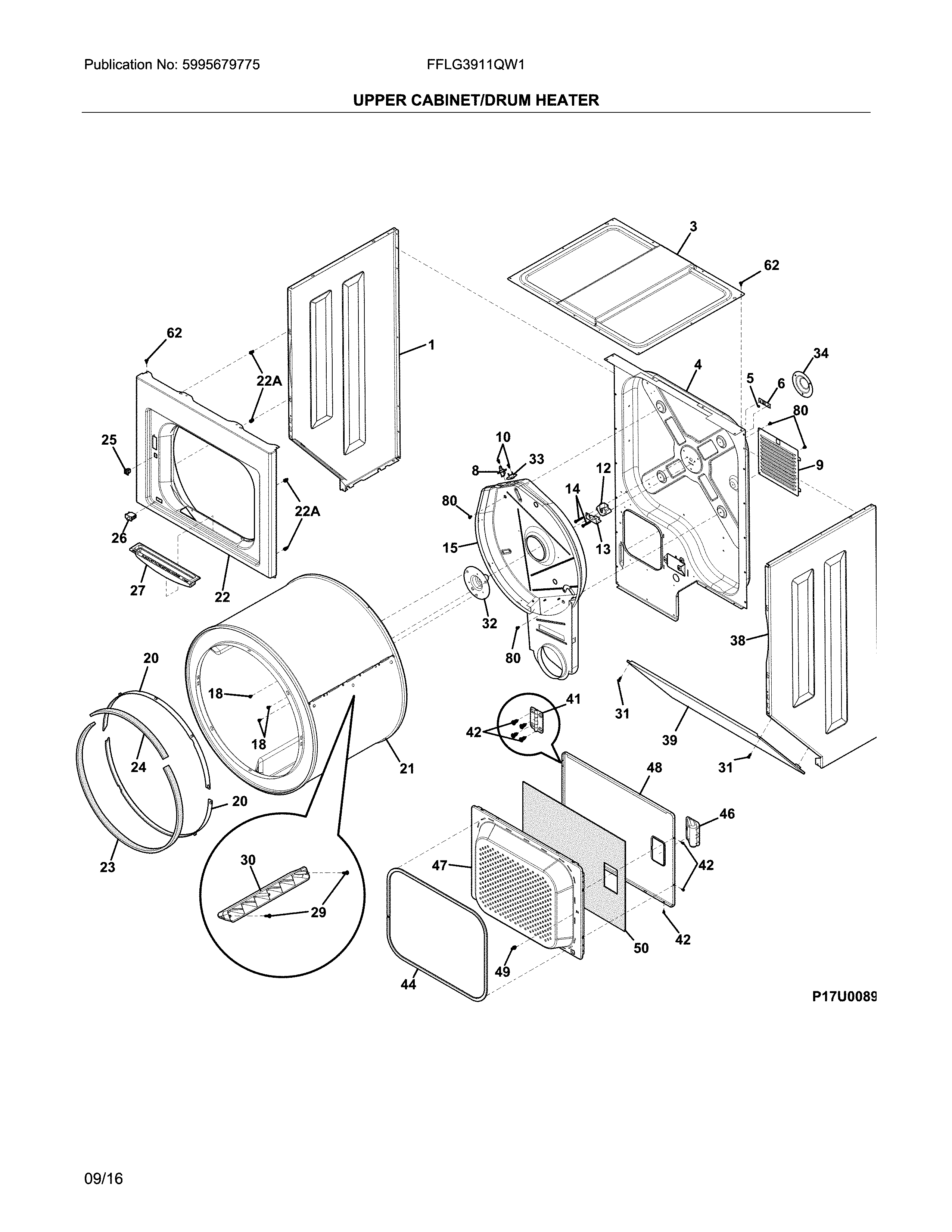 Upper cabinet/drum heater