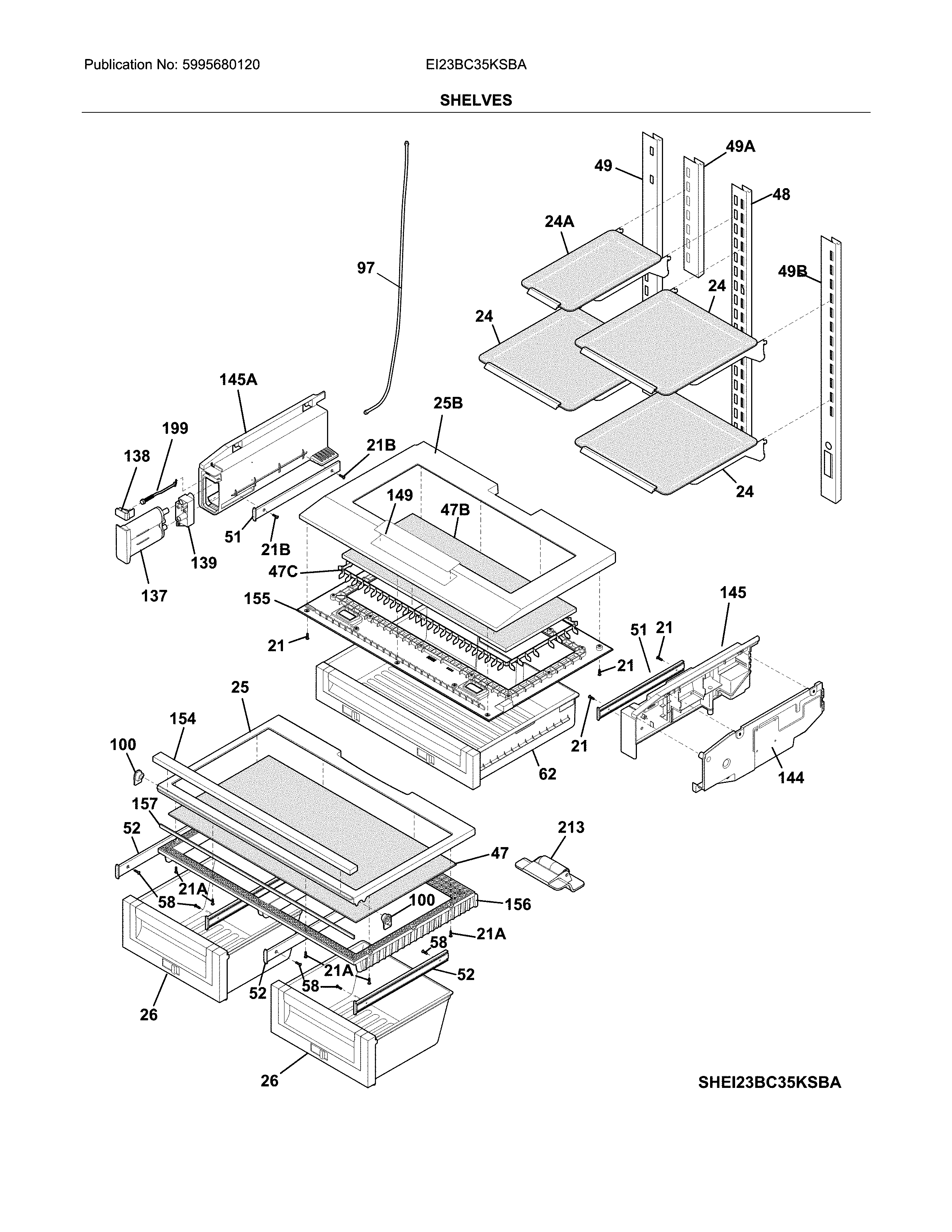 Official Electrolux EI23BC35KSBA bottommount refrigerator parts