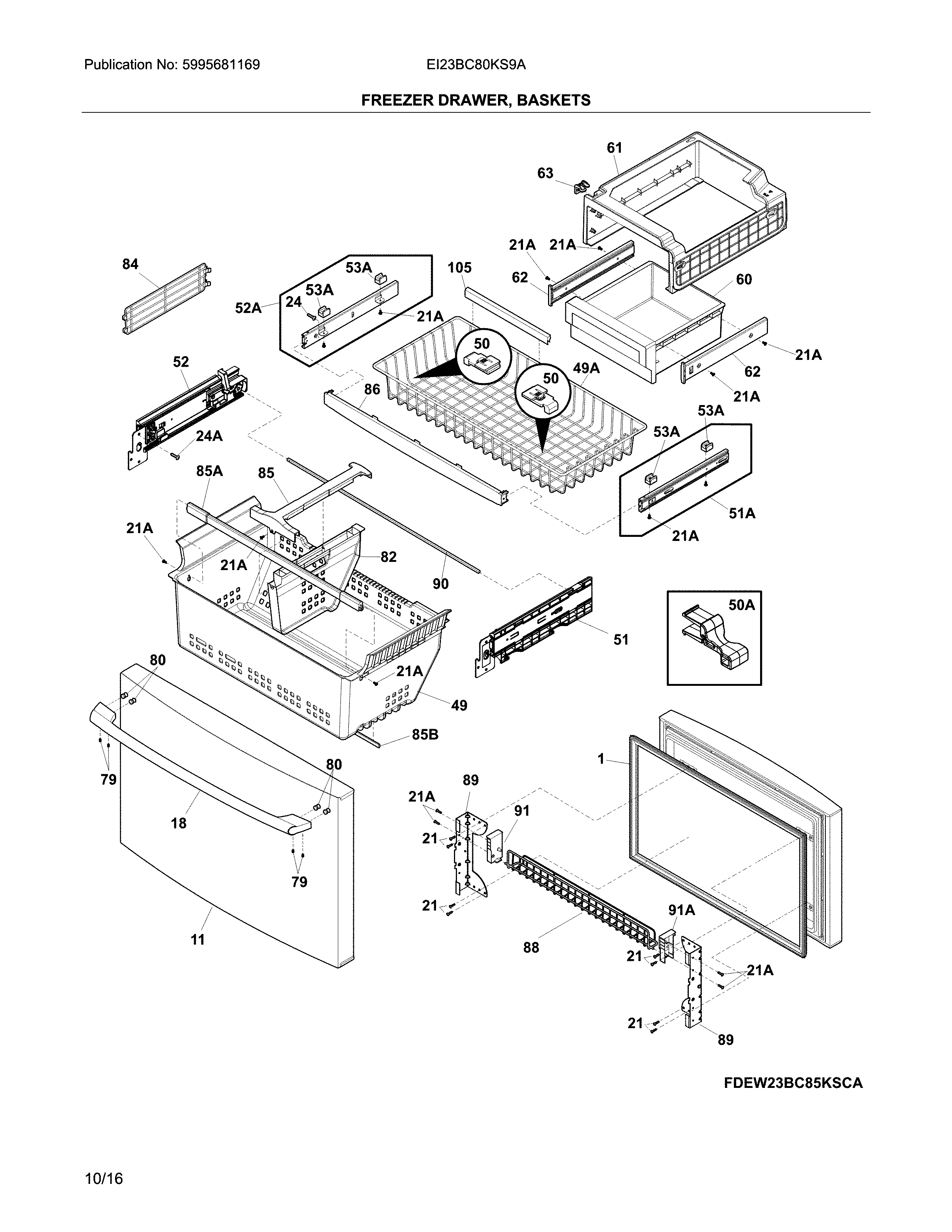 Freezer drawer, baskets