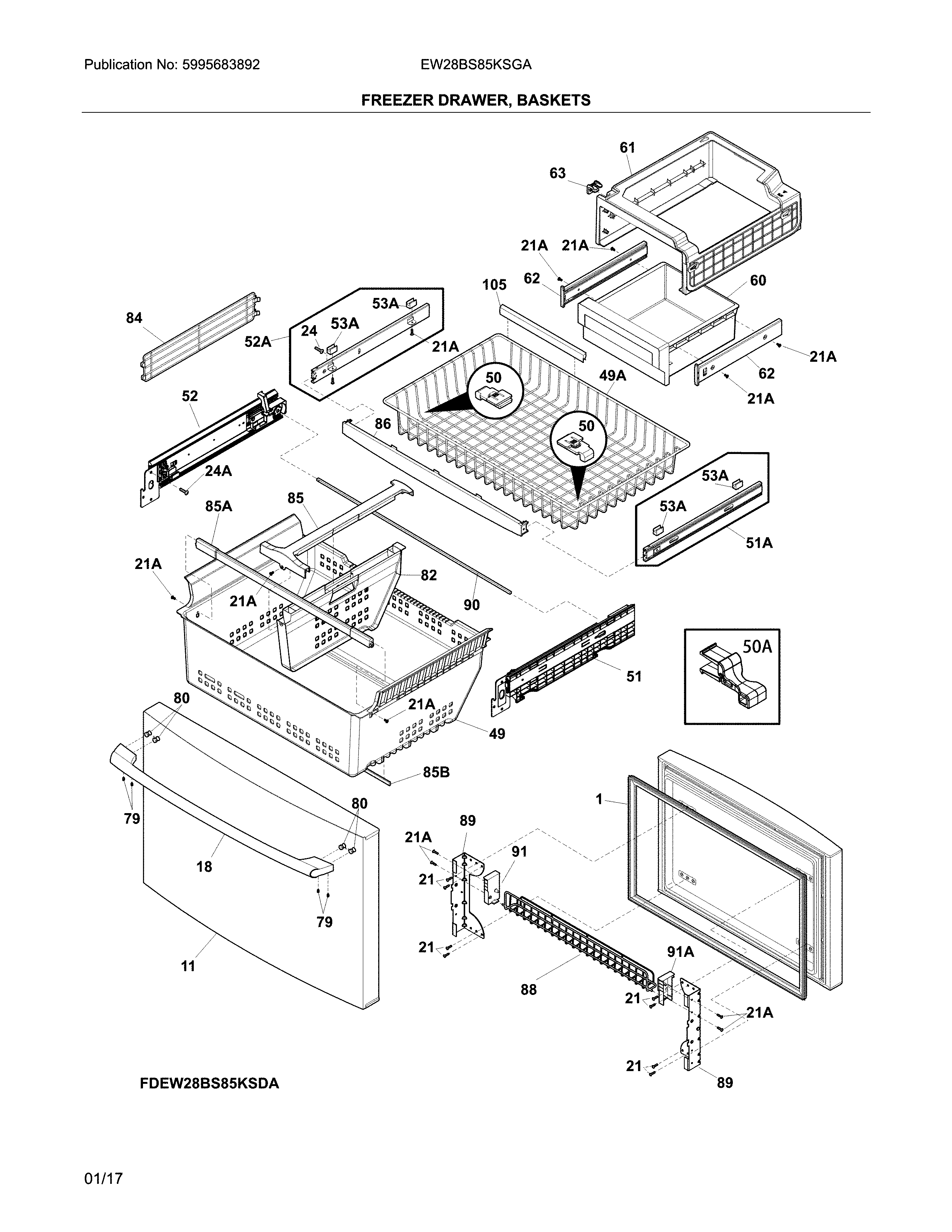 FREEZER DRAWER, BASKETS