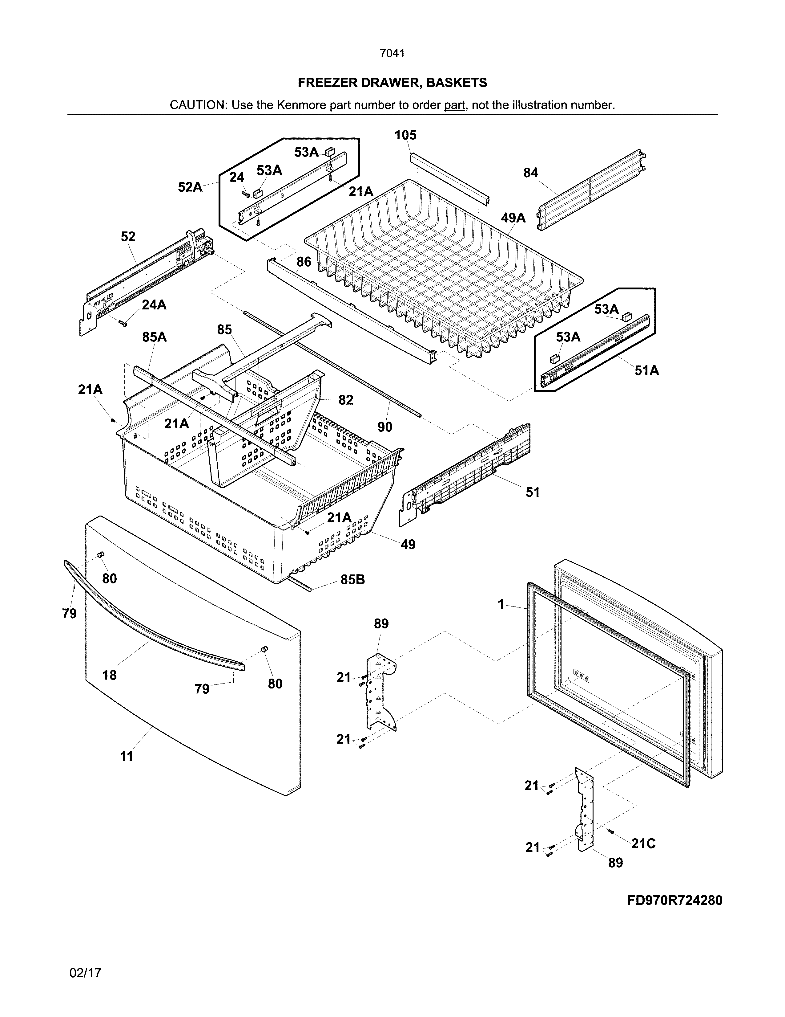 Freezer drawer, baskets