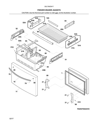 Freezer drawer, baskets