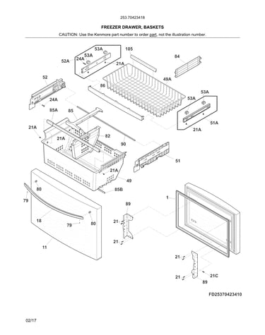 Freezer drawer, baskets