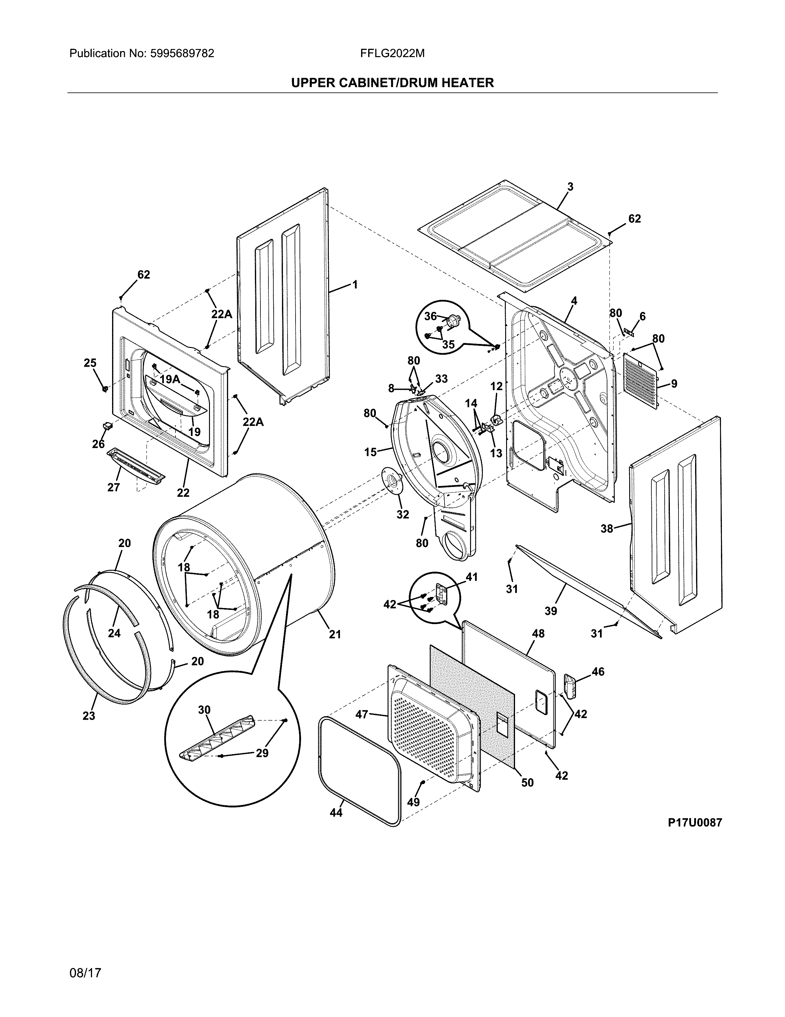 Upper cabinet/drum heater