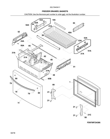 Freezer drawer, baskets