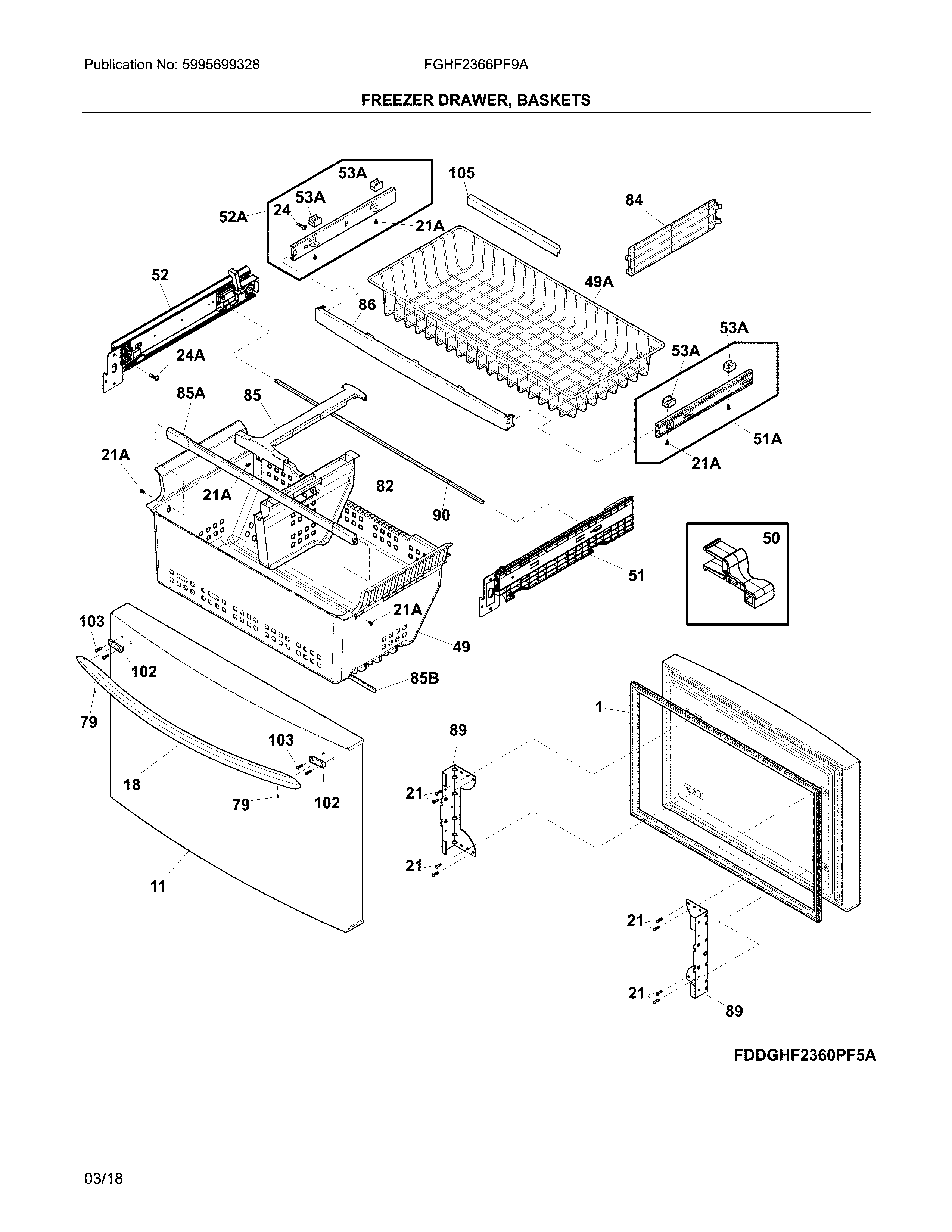 Freezer drawer, baskets