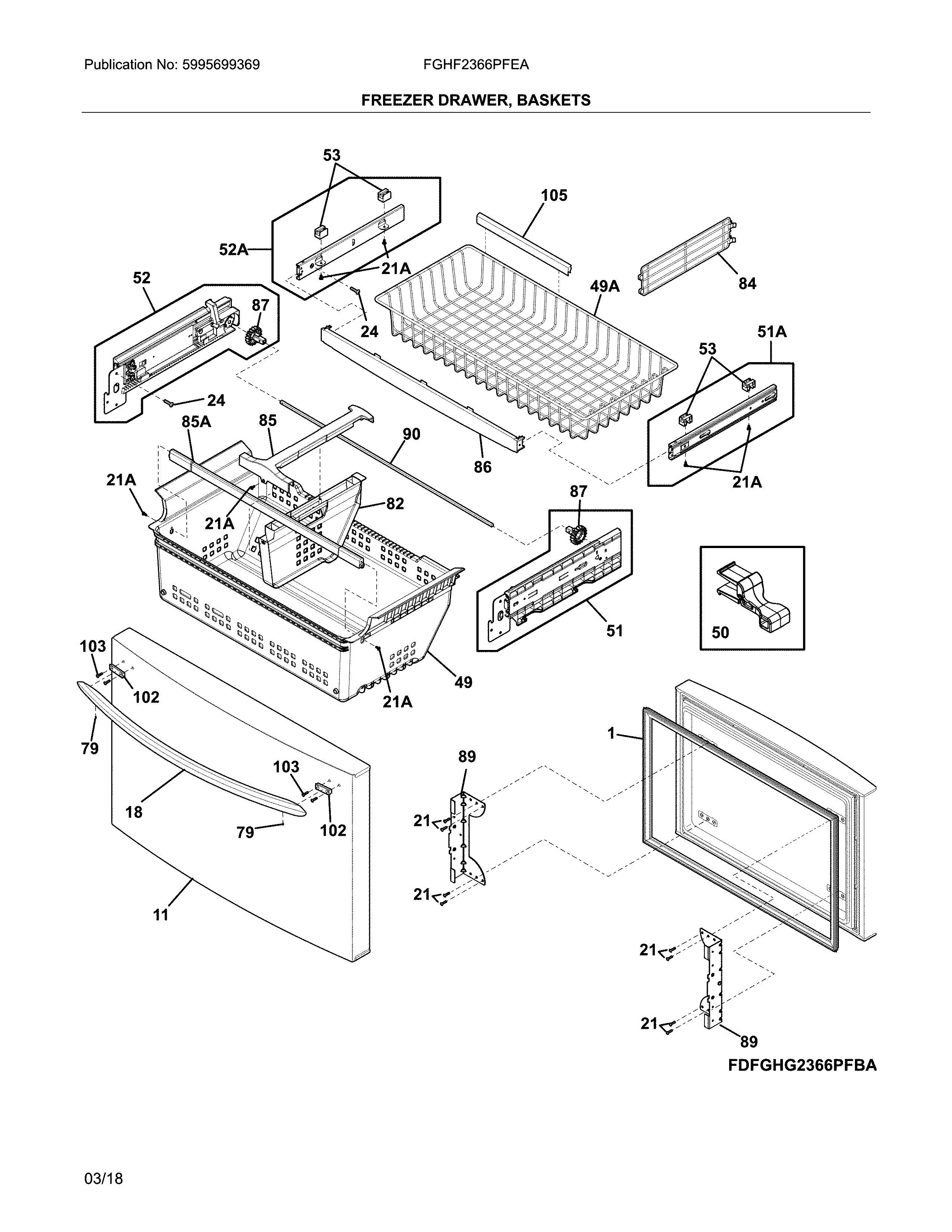 Freezer drawer, baskets