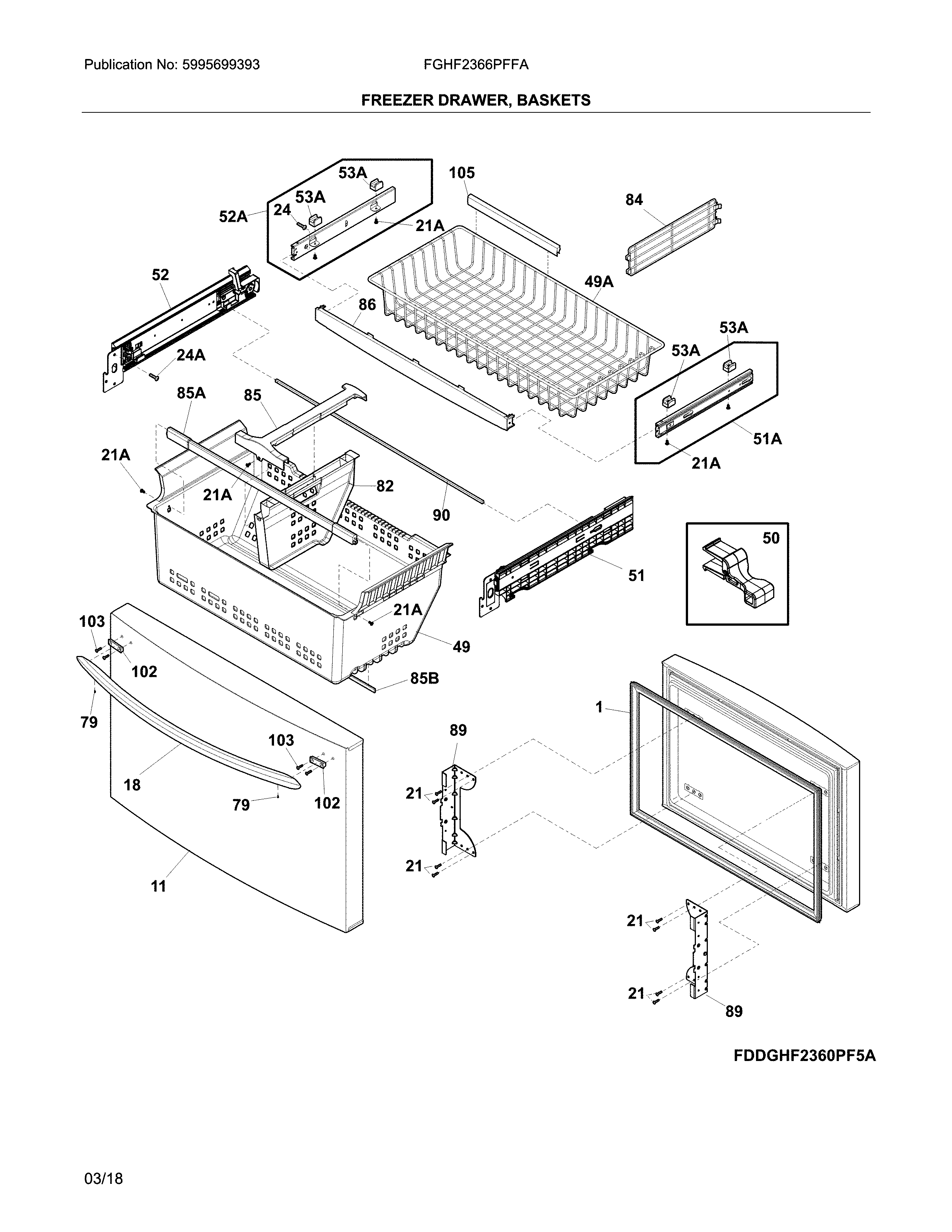 Freezer drawer, baskets