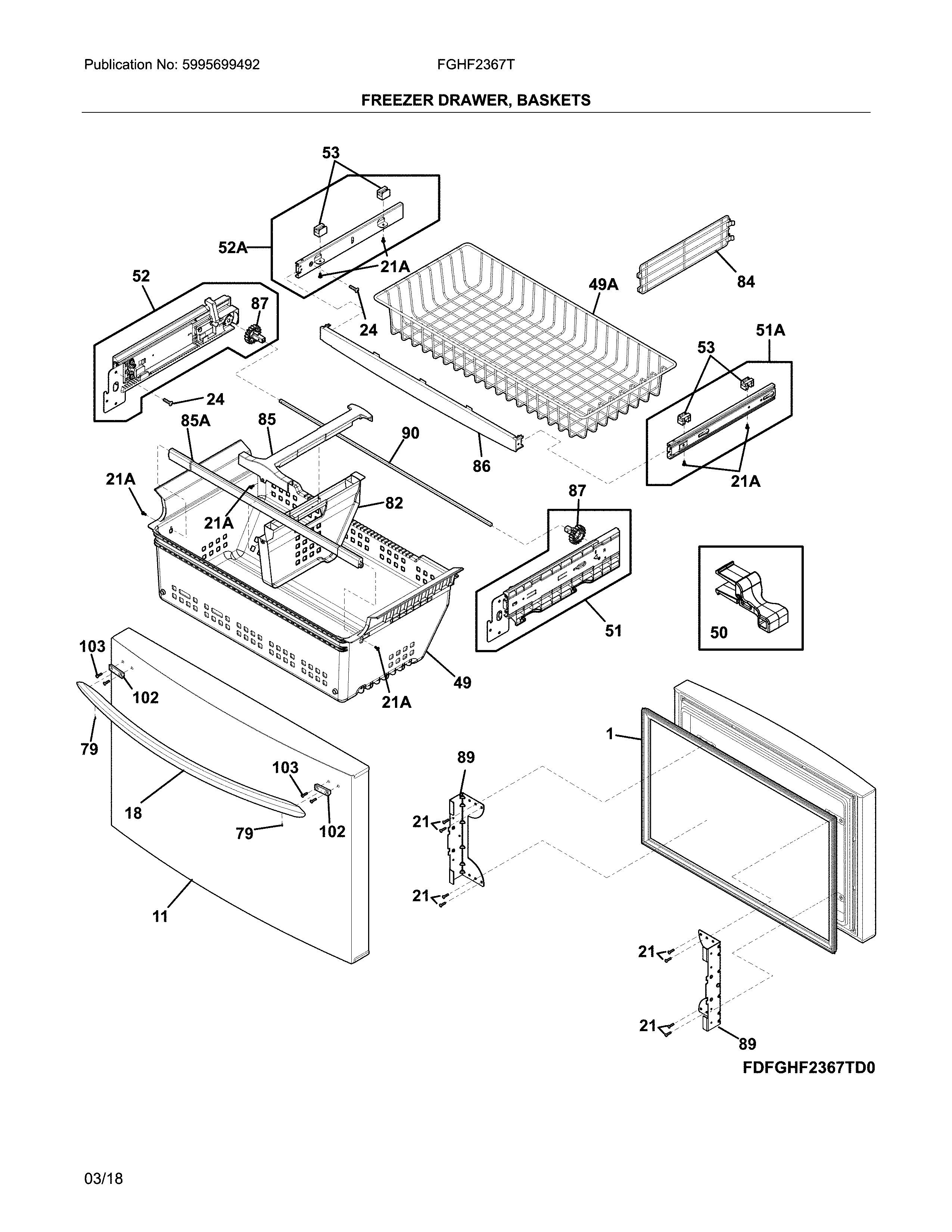 Freezer drawer, baskets