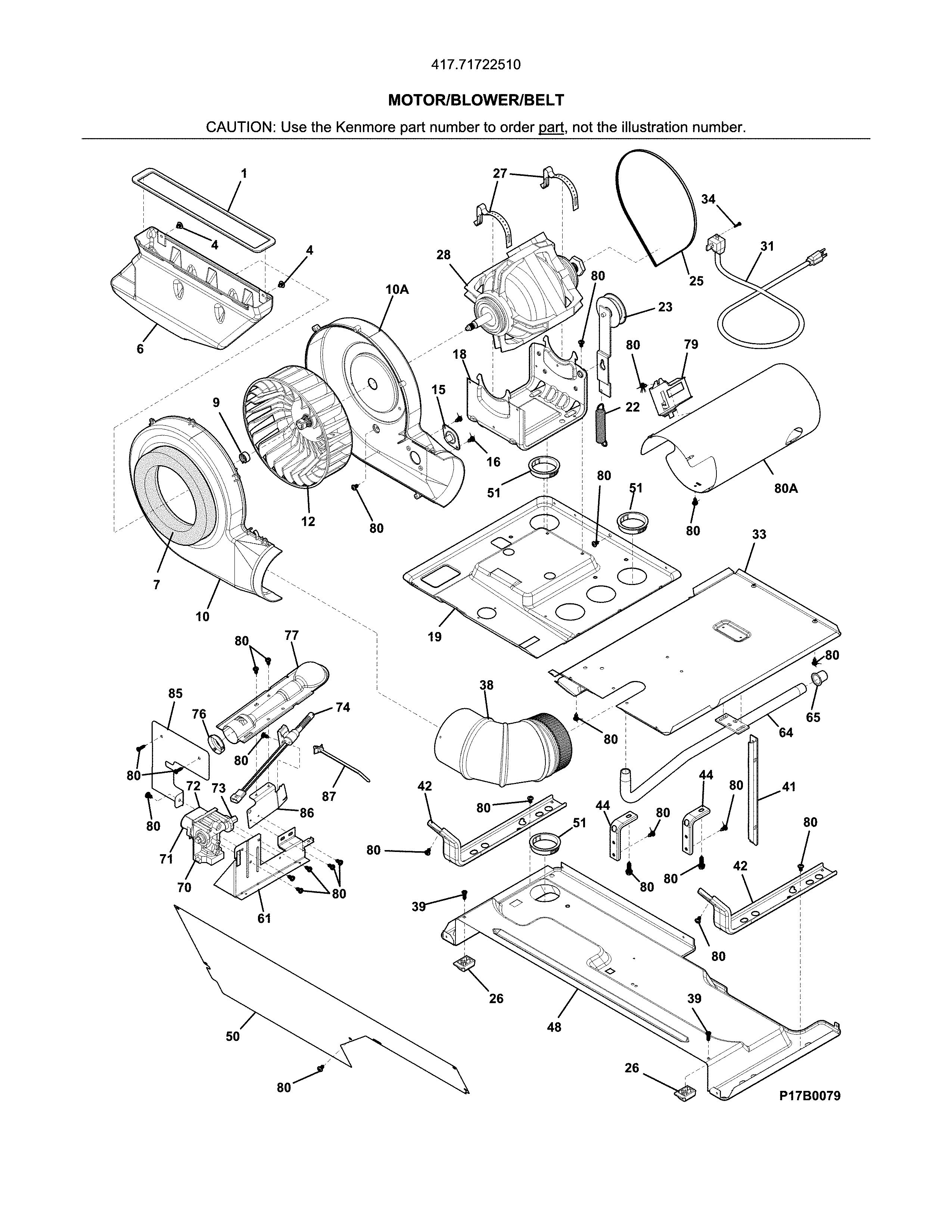Motor/blower/belt