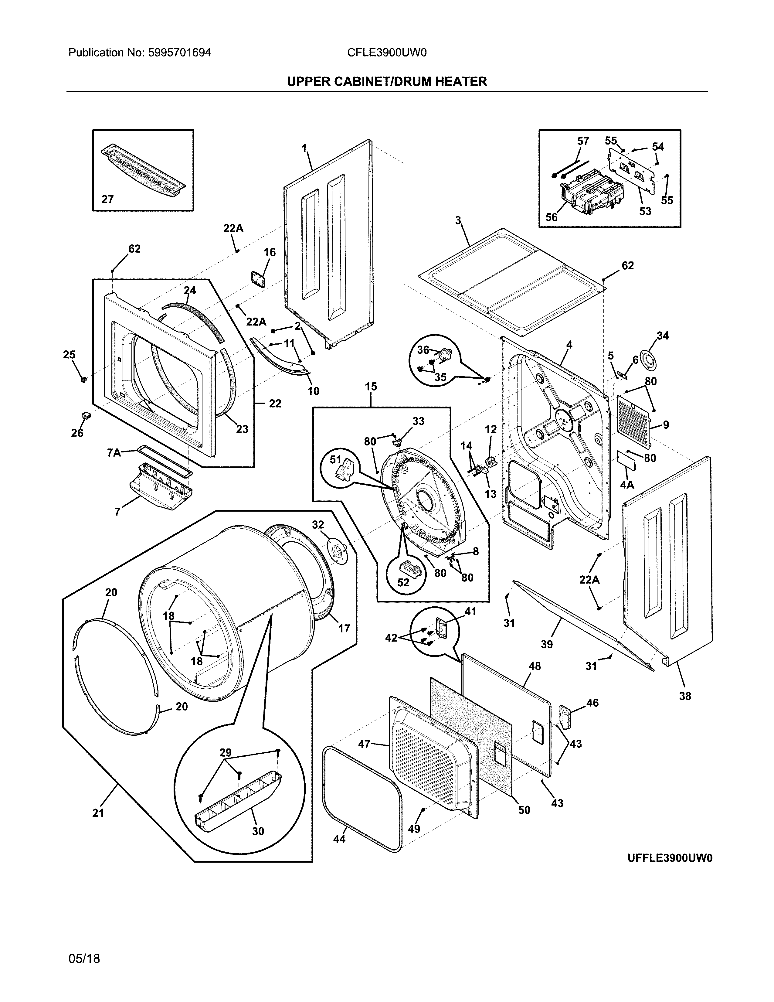 Upper cabinet/drum heater