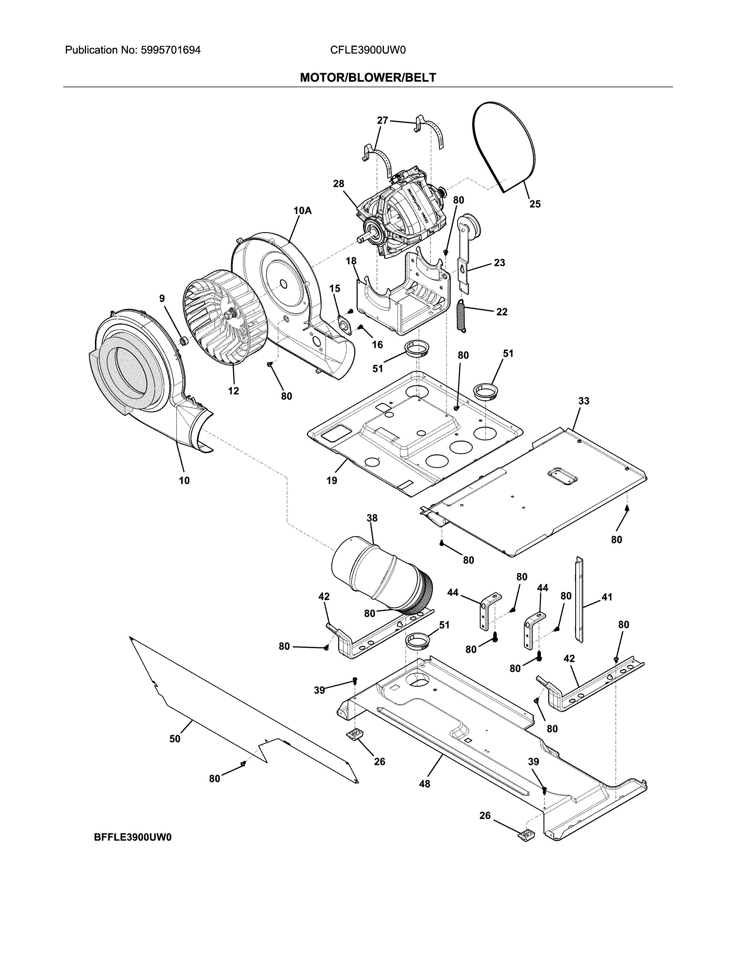 Motor/blower/belt