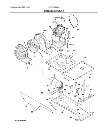 Motor/blower/belt